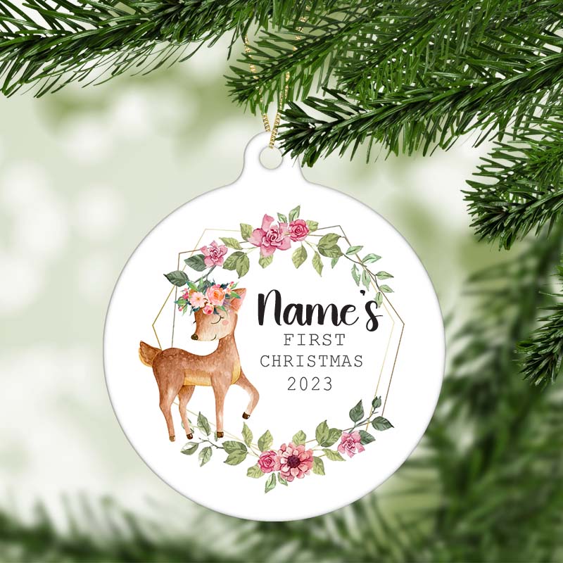 Baby’s First Christmas Personalised Deer Ornament