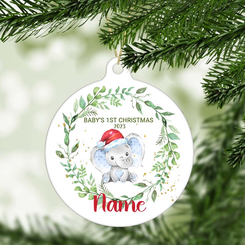 Baby’s First Christmas Personalised Elephant Ornament