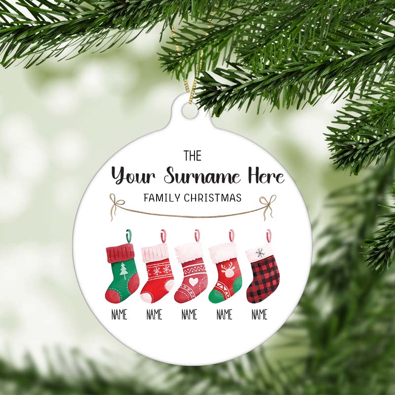 Personalised Family Stockings Christmas Ornament