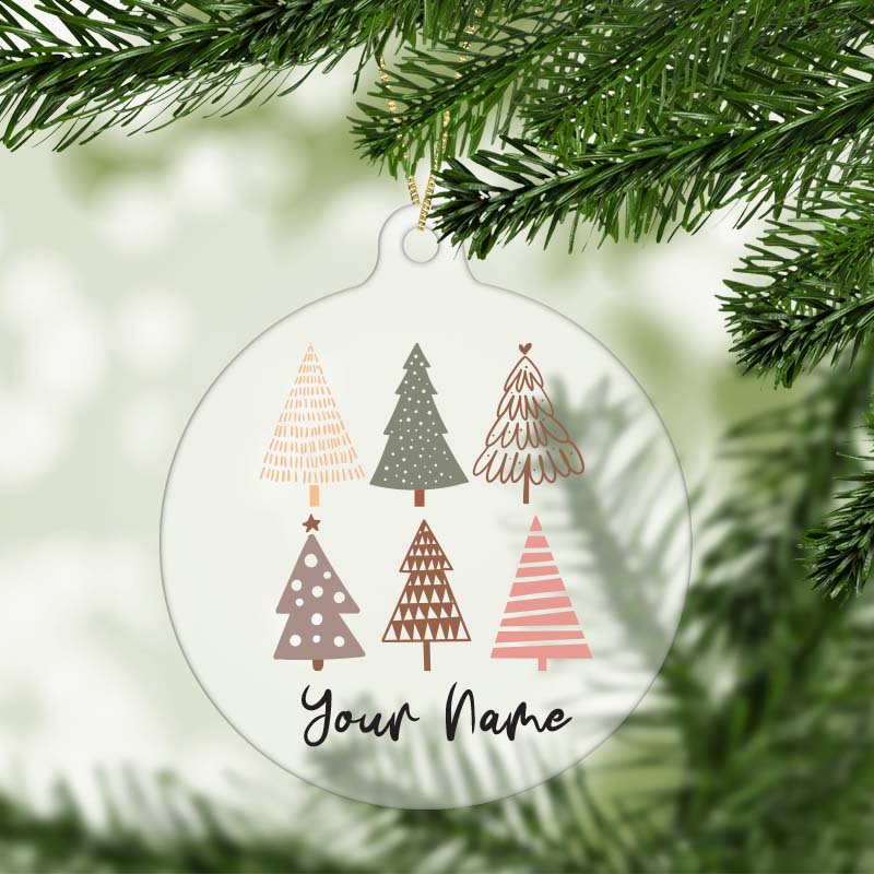 Boho Trees Personalised Christmas Ornament