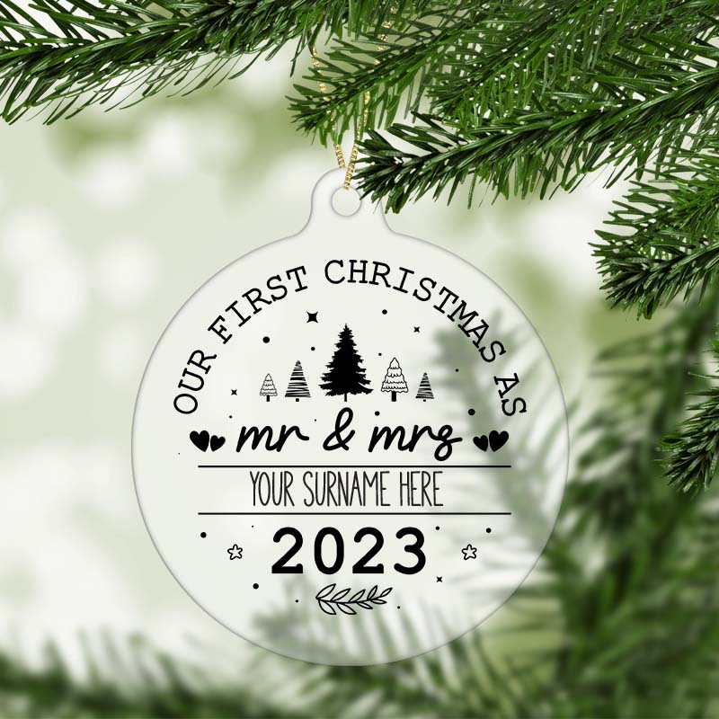 Our First Christmas as Mr and Mrs Personalised Christmas Ornament