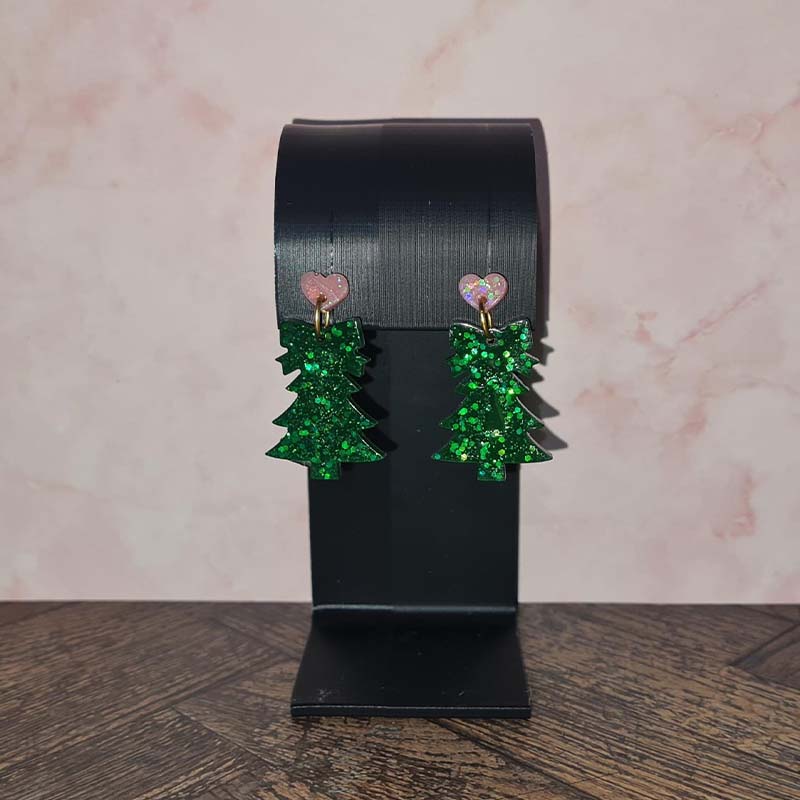 Christmas Tree Heart Earrings