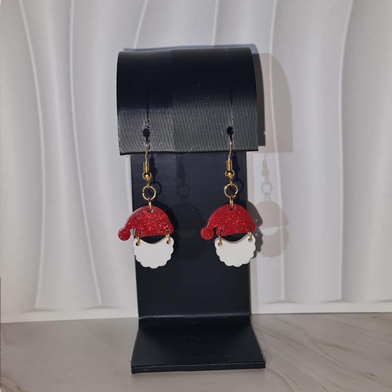 Santa Hat and Beard Christmas Earrings