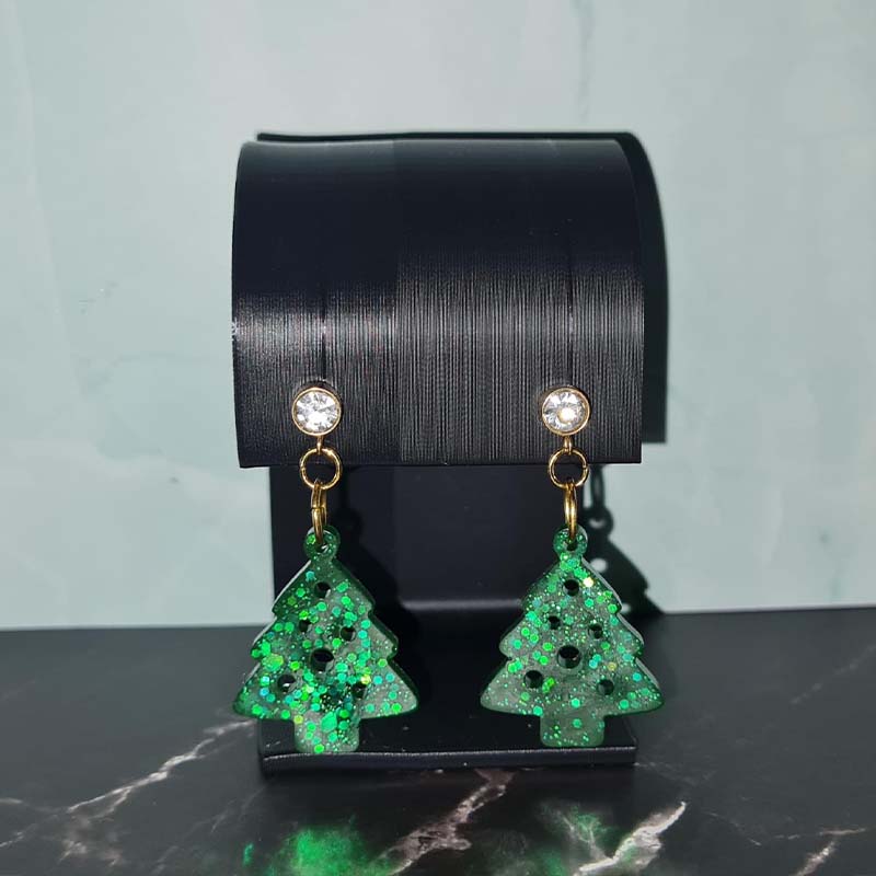 Diamante Christmas Tree Earrings