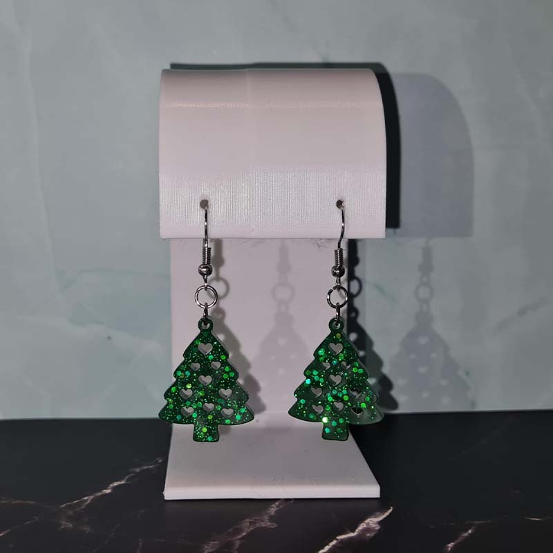 Heart Cutout Christmas Tree Earrings
