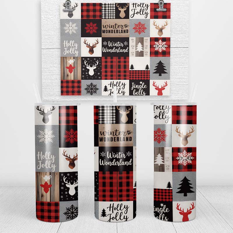 Rustic Winter Patchwork Skinny Tumbler