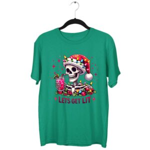 Lets Get Lit Skeleton Christmas T-Shirt
