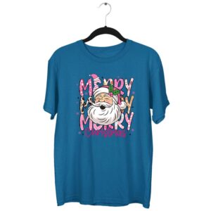 Pink Santa Merry Christmas T-Shirt